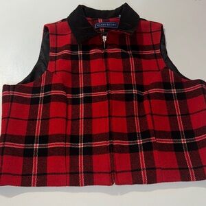 Karen Scott Red and Black Lumberjack Plaid ‎ Vest